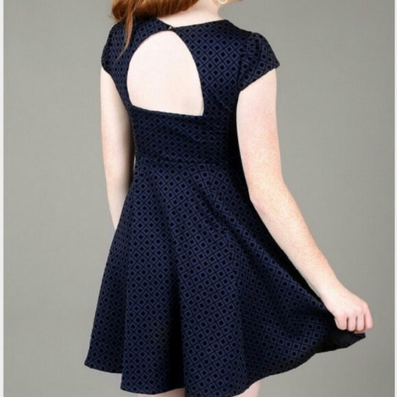 Altard State A-Line Navy Dress with Velvet Diamond Shapes Size Small - Picture 2 of 7